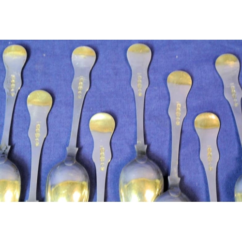 103 - Set of ten Newcastle silver dessert spoons with Kings Pattern shaped handles, dated 1881, 226g