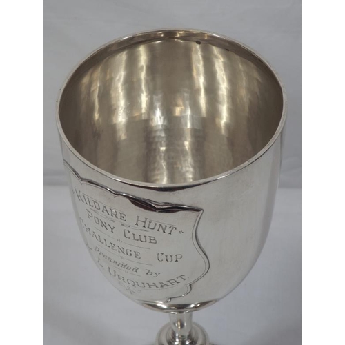 110 - Edward VII London silver trophy cup with long stem and spreading base 