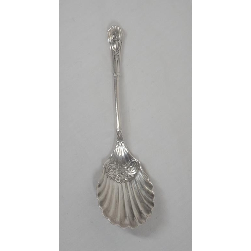 111 - Sheffield silver presentation spoon with shell shaped bowl and decorated handle, dated 1892, 20g