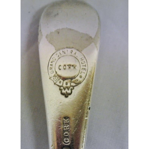 214 - Rat-tail spoon stamped 'Grand Central Hotel, Cork',  Egan Cork 74g