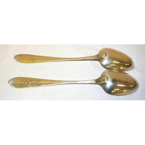 221 - Pair of Cork Irish Provincial tablespoons with crested handles, stamped 'STERLING' 137g