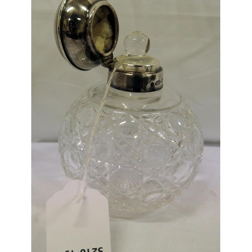 34 - Sheffield silver topped glass perfume jar with round top