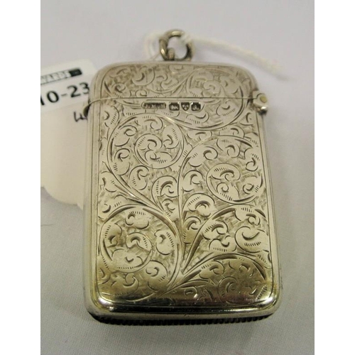 45 - Chester silver vesta match box with ornate rococo decoration, dated 1901, 43g