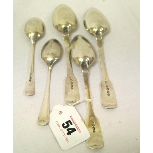 54 - Five assorted silver spoons 91g