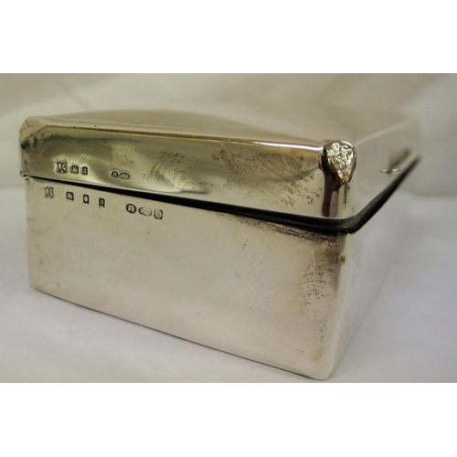 64 - London silver cased jewellery or cigarette box, crested, 48g