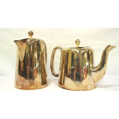 7 - Two 'Hotel ware' silverplated tea and coffee pots with pierced shaped handles