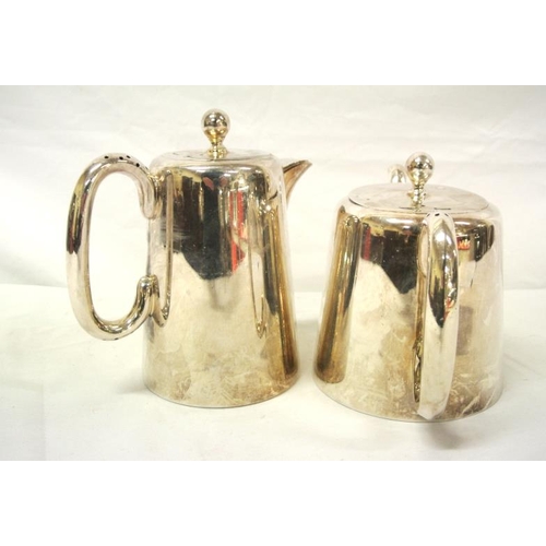 7 - Two 'Hotel ware' silverplated tea and coffee pots with pierced shaped handles