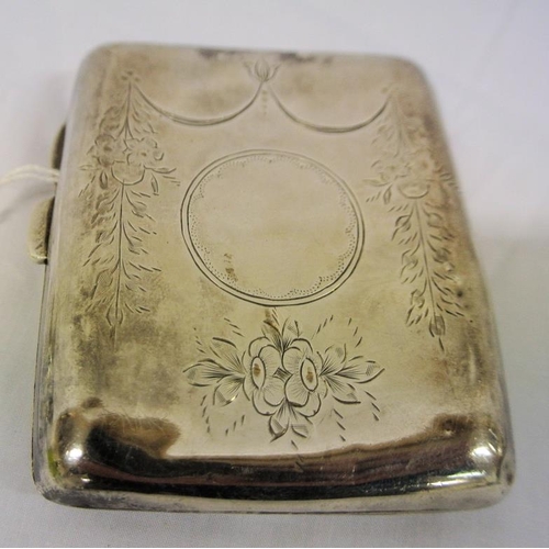 75 - Birmingham silver card or cigarette case, foliate decoration, dated 1912, 75g