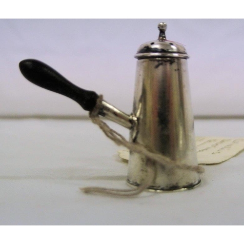 94 - Chester silver miniature pepper figural chocolate pot with shaped handle, by Cornelius Desormeaux Sa... 