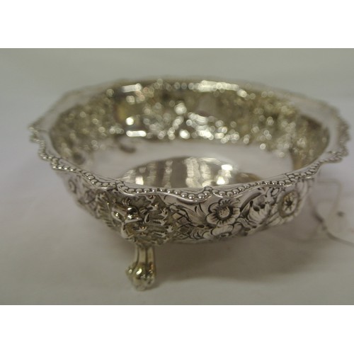 114 - Victorian London silver sugar bowl with beaded wavy rim, ornate scroll and foliate decoration, lionm... 