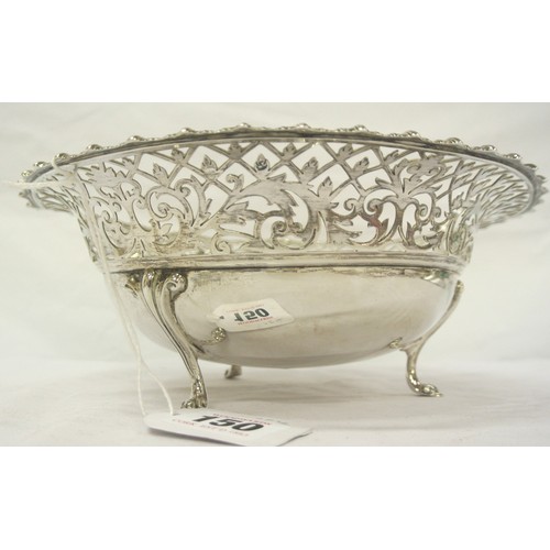 150 - Edward VII Sheffield silver rose bowl with ornate gadroon border, pierced scroll and foliate decorat... 