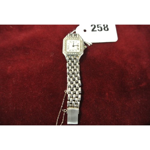 258 - White gold diamond quartz watch 'Geneve'