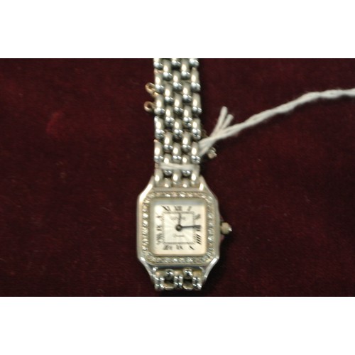 258 - White gold diamond quartz watch 'Geneve'