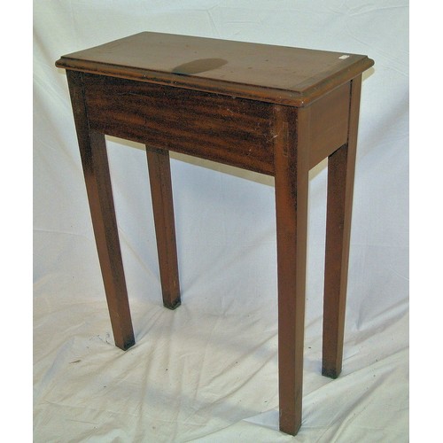 2 - Edwardian mahogany rectangular occasional table with square legs(top wear and tear)