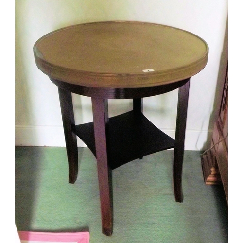 9 - Round occasional two tier table with decorated top and shaped legs
