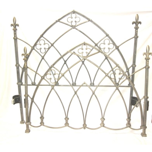 11 - Gothic style wrought iron double bed with side irons