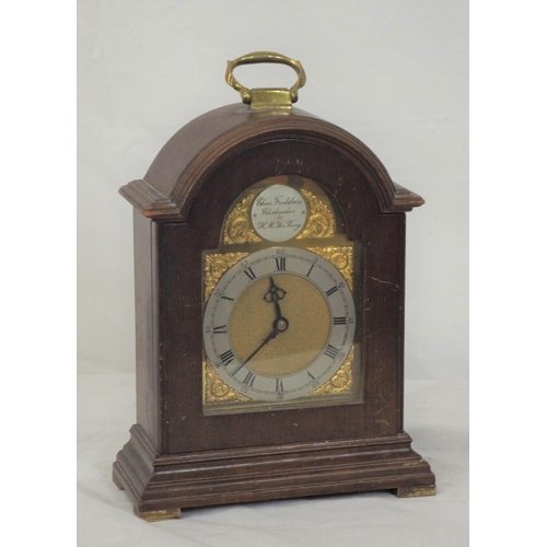 13 - Edwardian mahogany cased domed bracket clock with ormolu mounts and silvered dial, stamped Chas. Fro... 