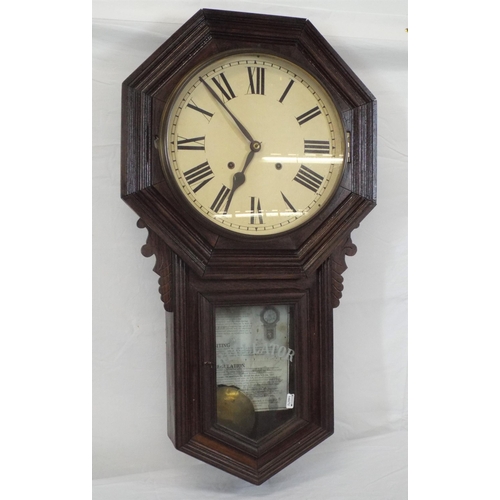 23 - Edwardian mahogany cased regulator clock with framed dial and pendulum