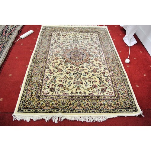 42 - Ivory ground full pile Kashmir rug Sharbas design 180 x 118cm
