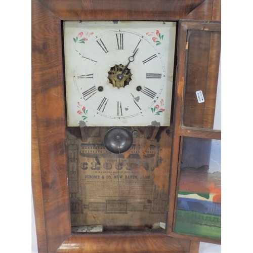 47 - Walnut cased thirty hour clock with extra bushed movement by Jerome & Co., New Haven, Connecticut, U... 