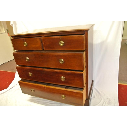 60 - Edwardian inlaid mahogany chest of two short and three long drawers with rosewood and satinwood inla... 