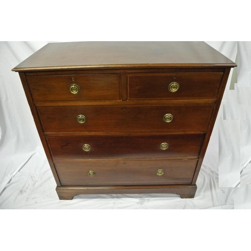 60 - Edwardian inlaid mahogany chest of two short and three long drawers with rosewood and satinwood inla... 