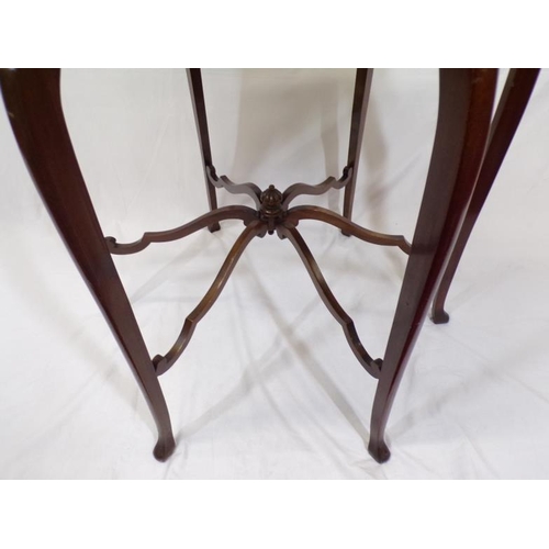 61 - Edwardian mahogany centre or occasional table with wavy border, on cabriole legs with shaped stretch... 