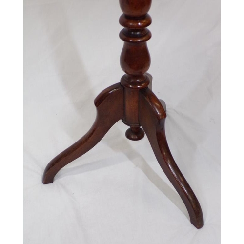 66 - Victorian mahogany occasional table with wavy borders, raised on baluster turned column, on hipped t... 