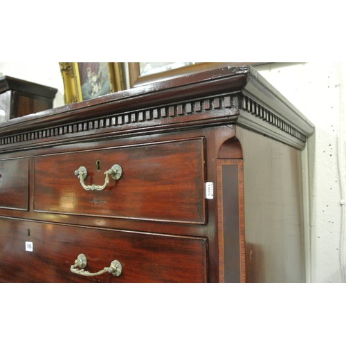 105 - Edwardian inlaid and crossbanded mahogany chest on chest with two short and six long drawers, satinw... 