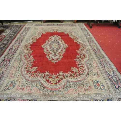 159 - Large red ground Iranian Kerman carpet with foliate pattern 420 x 274cm