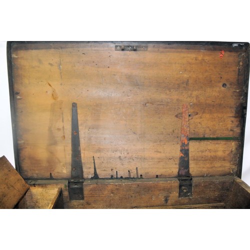 198 - Vintage oak military chest with press, stamped 