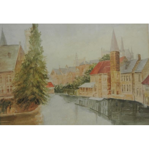 236 - Continental School 'Bruges street scenes' pair of watercolours 22x28cm each