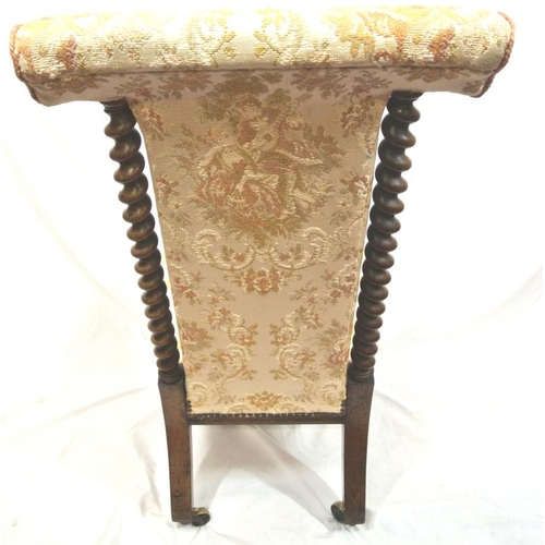 261 - Victorian walnut nursing chair with ornate gilt foliate upholstery, barleytwist columns, on baluster... 