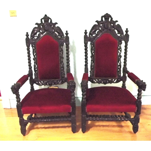 276 - Pair of Jacobean carved oak 