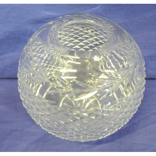 212 - Waterford Crystal cut glass ball shaped flower bowl with diamond decoration