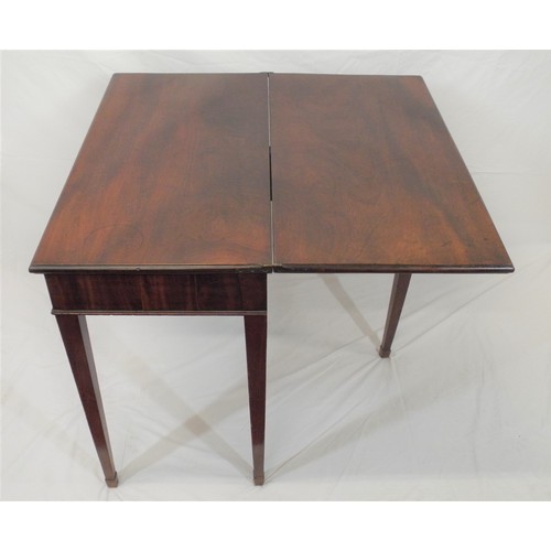 109 - Georgian mahogany tea table with fold-over top, pull-out gateleg support, on square tapering legs wi... 