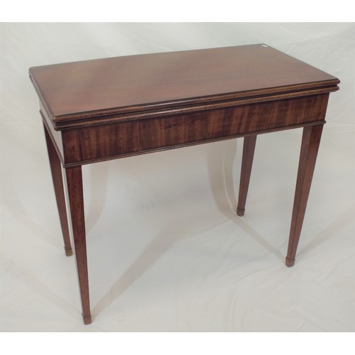 85 - Georgian mahogany tea table with fold-over top, pull-out gateleg support, on square tapering legs wi... 