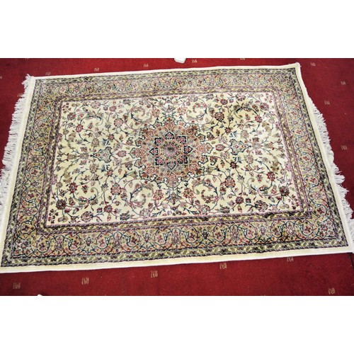 204 - Ivory ground full pile Kashmir rug Sharbas design 180 x 118cm