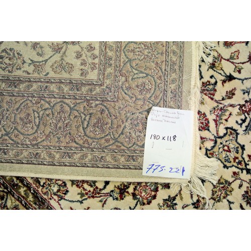 204 - Ivory ground full pile Kashmir rug Sharbas design 180 x 118cm