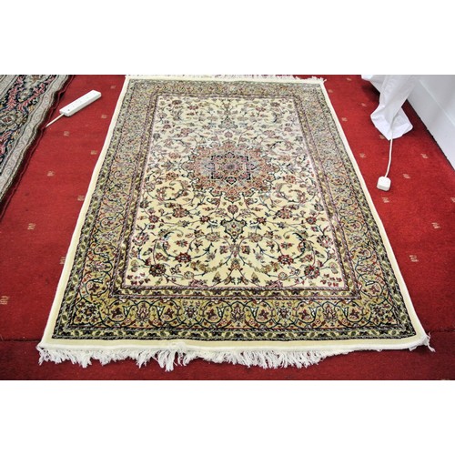 204 - Ivory ground full pile Kashmir rug Sharbas design 180 x 118cm