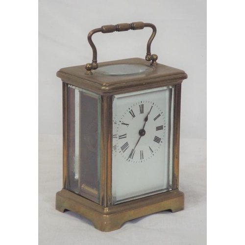 288 - French brass cased carriage clock with enamel dial