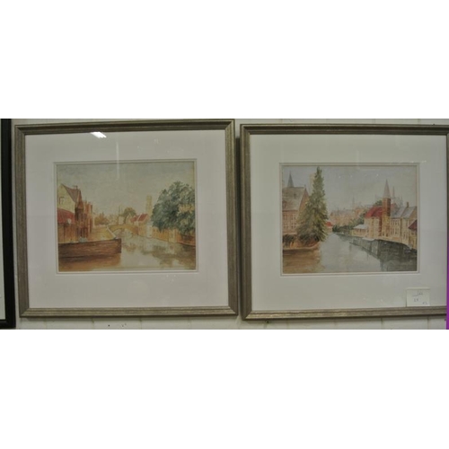 316 - Continental School 'Bruges street scenes' pair of watercolours 22x28cm each