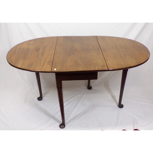 115 - Victorian mahogany Pembroke table with D-shaped drop leaves, pull-out gateleg support, on cabriole l... 