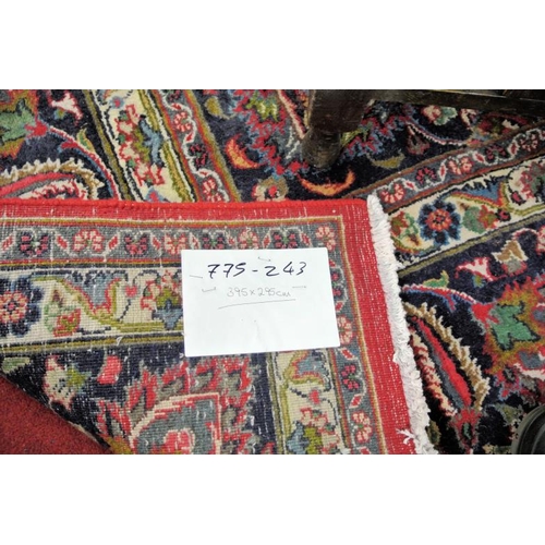 114 - Large red ground hand woven Persian Mashad carpet traditional floral design 395x 295cm