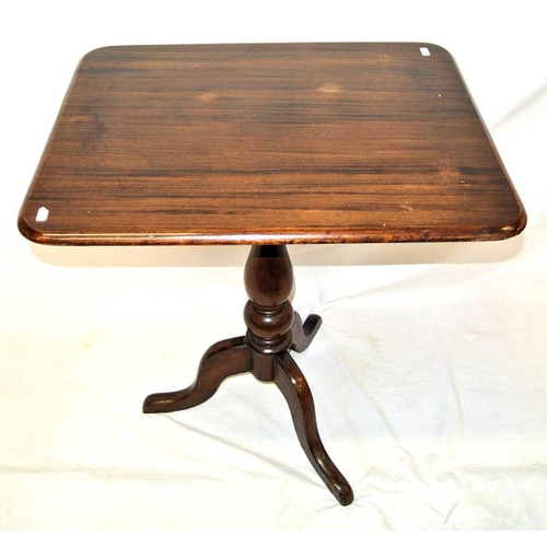 116 - Victorian walnut rectangular occasional table with rounded corners, raised on vase turned column, on... 