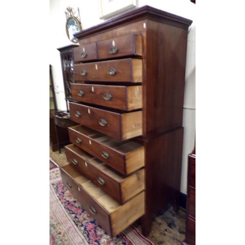 120 - Edwardian inlaid mahogany chest on chest with six long and two short drawers with mother of pearl es... 