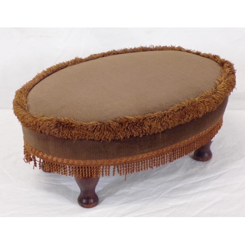 13 - Victorian style oval upholstered footstool with shaped legs