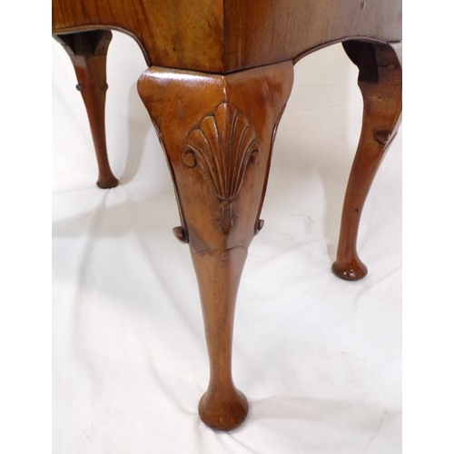 175 - Georgian walnut and mahogany inlaid and crossbanded lowboy with rounded rims, herringbone inlay, wal... 