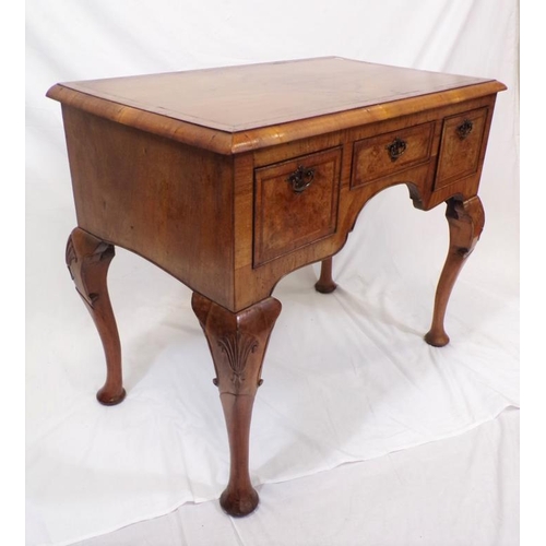 175 - Georgian walnut and mahogany inlaid and crossbanded lowboy with rounded rims, herringbone inlay, wal... 