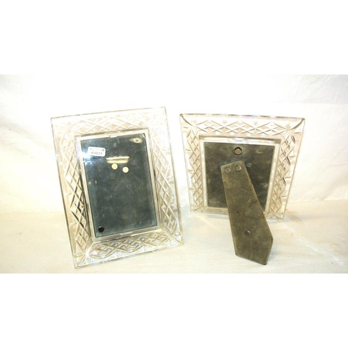 178 - Pair of glass crystal photograph frames with faceted decoration